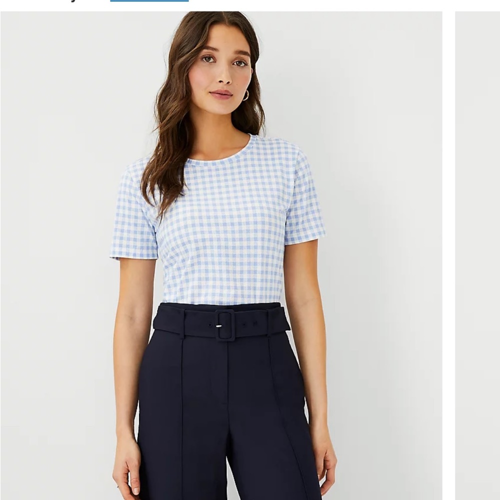 NWT Ann Taylor Pima Cotton Gingham Tee